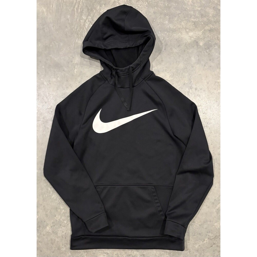 Nike Hoodie Mens Small Black Therma Fit Pullover Training Long Sleeve Swoosh